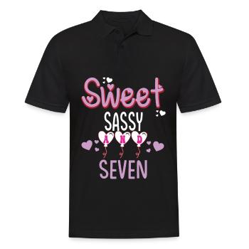 Kinder Happy 7th Birthday Sweet Sassy und Seven Gi - Männer Poloshirt - Schwarz - Vorne - Kai (181cm)