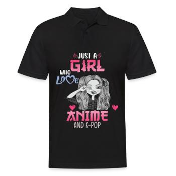 Just A Girl Who Loves Anime And K-Pop African Amer - Männer Poloshirt - Schwarz - Vorne - Kai (181cm)