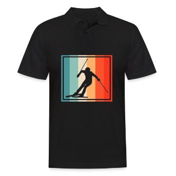 Ski Retro - Männer Poloshirt - Schwarz - Vorne - Kai (181cm)