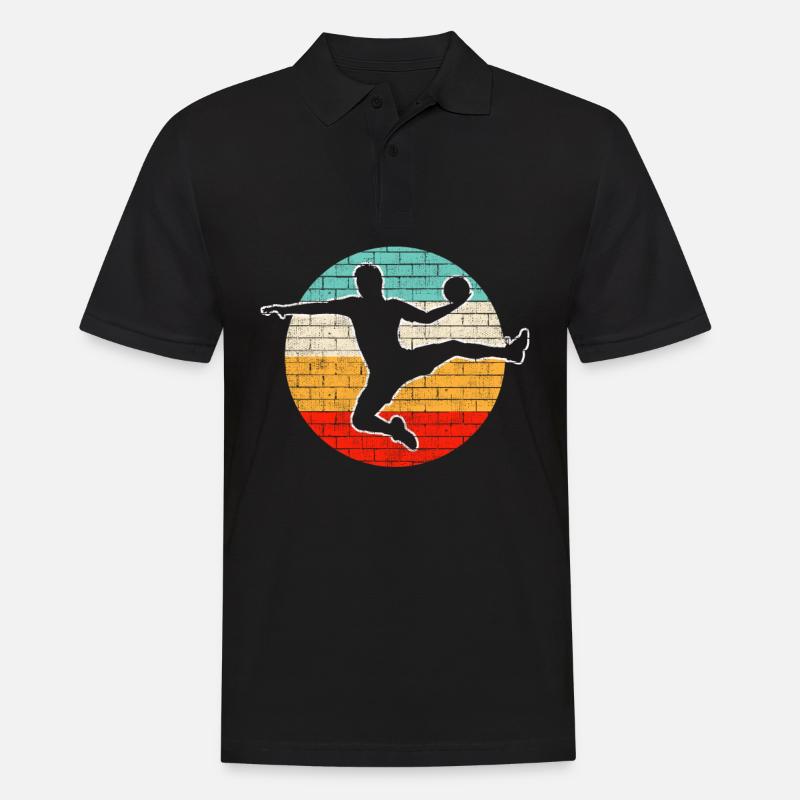 Handball Retro - Männer Poloshirt - Schwarz