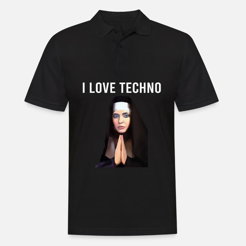 I Love Techno Nonne - Männer Poloshirt - Schwarz