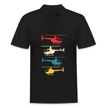 Retro Helikopter - Männer Poloshirt - Schwarz - Vorne - Kai (181cm)