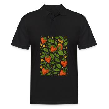 Erdbeerliebe Sommer - Männer Poloshirt - Schwarz - Vorne - Kai (181cm)