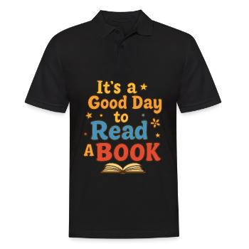 Good day to read - Men's Polo Shirt - black - Front - Kai (181cm)