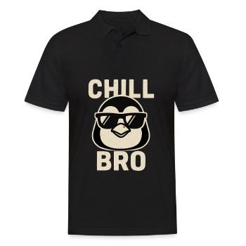 Chill Bro Pingouin - Polo Homme - noir - Devant - Kai (181cm)