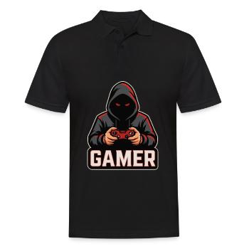 Dark Gamer – Gamer avec manette à capot - Polo Homme - noir - Devant - Kai (181cm)