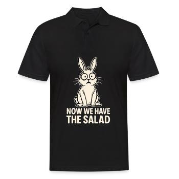 Funny bunny design with saying - Men's Polo Shirt - black - Front - Kai (181cm)
