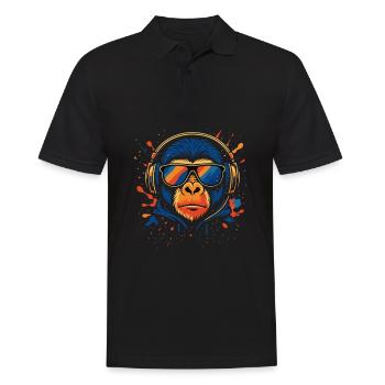 DJ Monkey – Colorful Music Monkey - Men's Polo Shirt - black - Front - Kai (181cm)