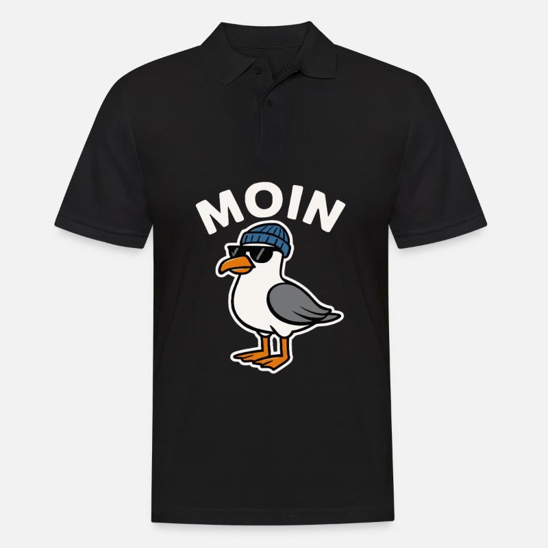 Moin Möwe - Männer Poloshirt - Schwarz