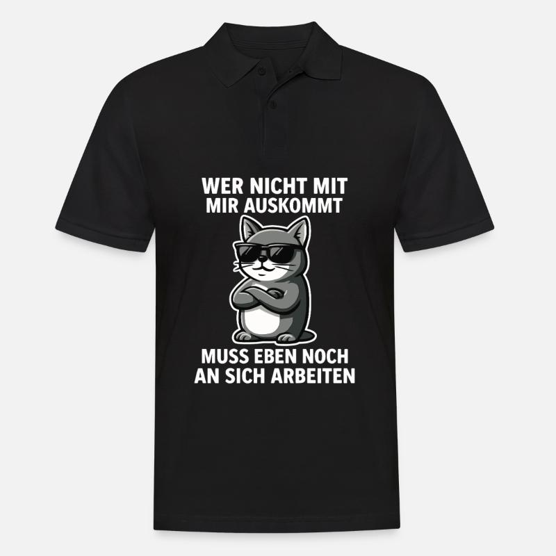 Coole Katze Spruch - Männer Poloshirt - Schwarz