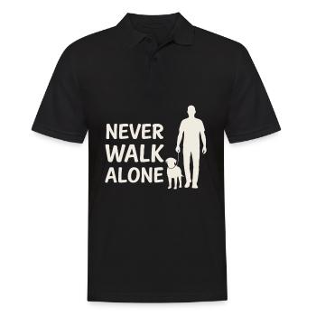 Never Walk Alone – Mann mit Hund Silhouette - Männer Poloshirt - Schwarz - Vorne - Kai (181cm)