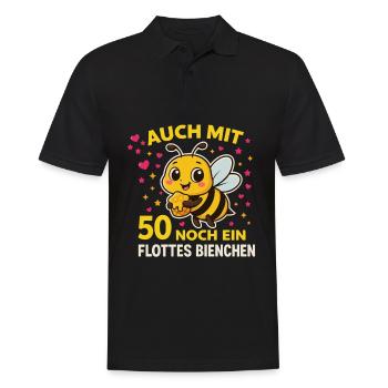 Auch mit 50 noch ein flottes Bienchen – Geburtstag - Männer Poloshirt - Schwarz - Vorne - Kai (181cm)