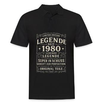 Legende seit 1980 - Männer Poloshirt - Schwarz - Vorne - Kai (181cm)