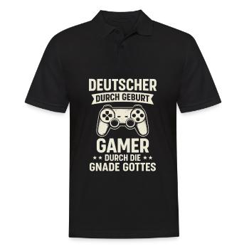 Allemand et joueur - Dicton du jeu - Polo Homme - noir - Devant - Kai (181cm)
