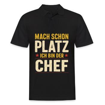 Ich bin der Chef – Spruch - Männer Poloshirt - Schwarz - Vorne - Kai (181cm)