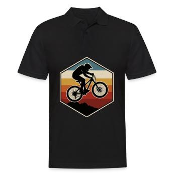 Mountainbike Berge Retro - Männer Poloshirt - Schwarz - Vorne - Kai (181cm)