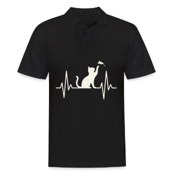 Katzen Herzschlag Silhouette - Männer Poloshirt - Schwarz - Vorne - Kai (181cm)