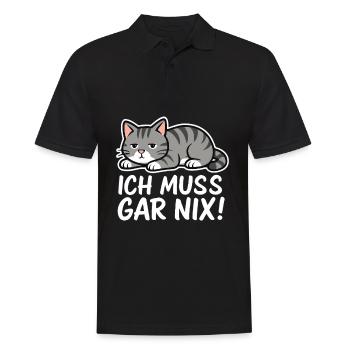 I don't have to do anything – lazy cat - Men's Polo Shirt - black - Front - Kai (181cm)