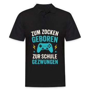 Zocken Zocker Spruch Schule - Men's Polo Shirt - black - Front - Kai (181cm)
