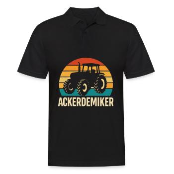 Tractor Retro Design - Men's Polo Shirt - black - Front - Kai (181cm)