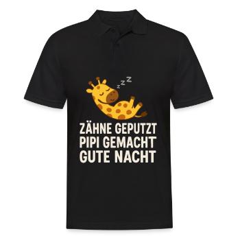 Teeth brushed, done, good night – giraffe - Men's Polo Shirt - black - Front - Kai (181cm)