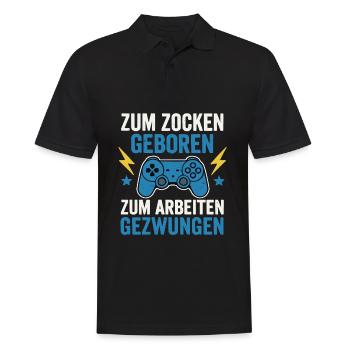 Né pour jouer - forcé de travailler - Polo Homme - noir - Devant - Kai (181cm)
