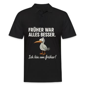 Tout allait mieux dans le passé – drôle de dicton d’oiseau - Polo Homme - noir - Devant - Kai (181cm)