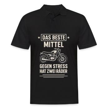 Motorrad gegen Stress – Zwei Räder Heilmittel - Männer Poloshirt - Schwarz - Vorne - Kai (181cm)