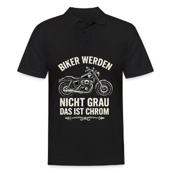 Les motards ne deviennent pas gris - c’est le chrome ! - Polo Homme - noir - Devant - Kai (181cm)