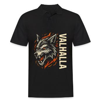 Loup Valhalla – guerrier nordique - Polo Homme - noir - Devant - Kai (181cm)