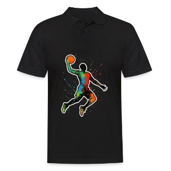 Basketball Splash Dunk – Color explosion in motion - Men's Polo Shirt - black - Front - Kai (181cm)