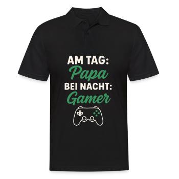 Dad by day, gamer by night | Funny Dad Gamer - Men's Polo Shirt - black - Front - Kai (181cm)