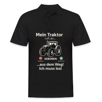 Mein Traktor ruft an – aus dem Weg! Ich muss los - Männer Poloshirt - Schwarz - Vorne - Kai (181cm)