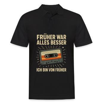 Everything was better in the past – cassette retro - Men's Polo Shirt - black - Front - Kai (181cm)