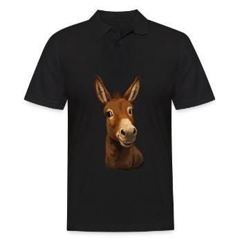 Funny Donkey Look Cartoon - Men's Polo Shirt - black - Front - Kai (181cm)