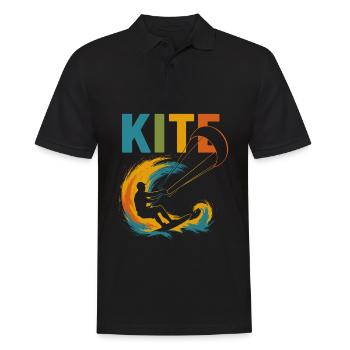 Motif Kitesurfeur | Style de cerf-volant coloré pour les sports nautiques - Polo Homme - noir - Devant - Kai (181cm)