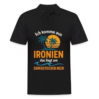 Ironies – Sarcasm Shirt with Wordplay - Men's Polo Shirt - black - Front - Kai (181cm)