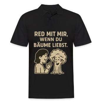 Red mit mir, wenn du Bäume liebst - Männer Poloshirt - Schwarz - Vorne - Kai (181cm)