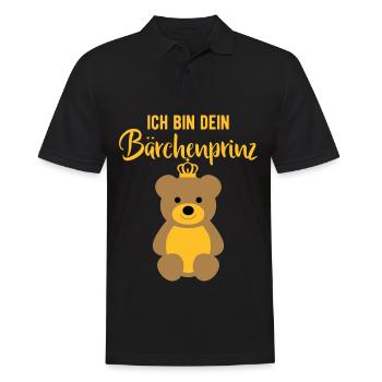Bär Bärchen Teddy Prinz Spruch Geschenk für Mann - Männer Poloshirt - Schwarz - Vorne - Kai (181cm)