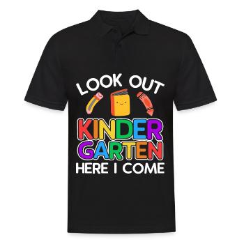 Kindergärtnerin-Kader, Der Spaß-Regenbogen-Farben - Männer Poloshirt - Schwarz - Vorne - Kai (181cm)