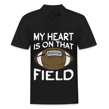 My heart is on the field Footbal Quaterback - Men's Polo Shirt - black - Front - Kai (181cm)