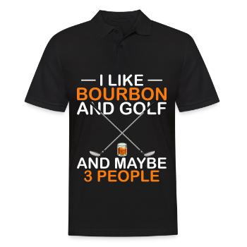 J’aime le bourbon et le golf et peut-être 3 personnes - Polo Homme - noir - Devant - Kai (181cm)