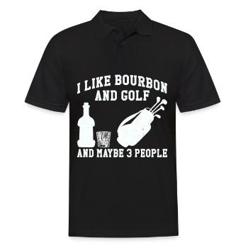 Ich Mag Bourbon Und Golf Und Vielleicht 3 Leute - Männer Poloshirt - Schwarz - Vorne - Kai (181cm)