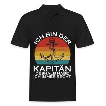 Kapitän Bootsschein Segeln Boot - Männer Poloshirt - Schwarz - Vorne - Kai (181cm)