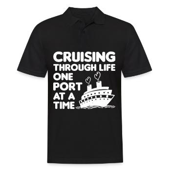 Coole Kreuzfahrt Kreuzfahrtschiff Familienurlaub - Männer Poloshirt - Schwarz - Vorne - Kai (181cm)