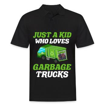 Camion à ordures Juste un garçon qui aime les camions à ordures - Polo Homme - noir - Devant - Kai (181cm)