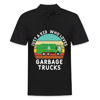 Camion à ordures Juste un garçon qui aime les camions à ordures - Polo Homme - noir - Devant - Kai (181cm)