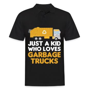 Camion à ordures Juste un garçon qui aime les camions à ordures - Polo Homme - noir - Devant - Kai (181cm)