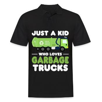 Camion à ordures Juste un garçon qui aime les camions à ordures - Polo Homme - noir - Devant - Kai (181cm)
