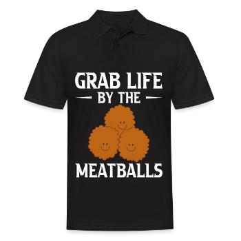Meatballs Italian Humor Italy - Men's Polo Shirt - black - Front - Kai (181cm)
